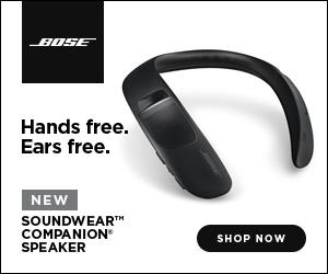 Hands free. Ears free. Bose soundwear companion speaker image.