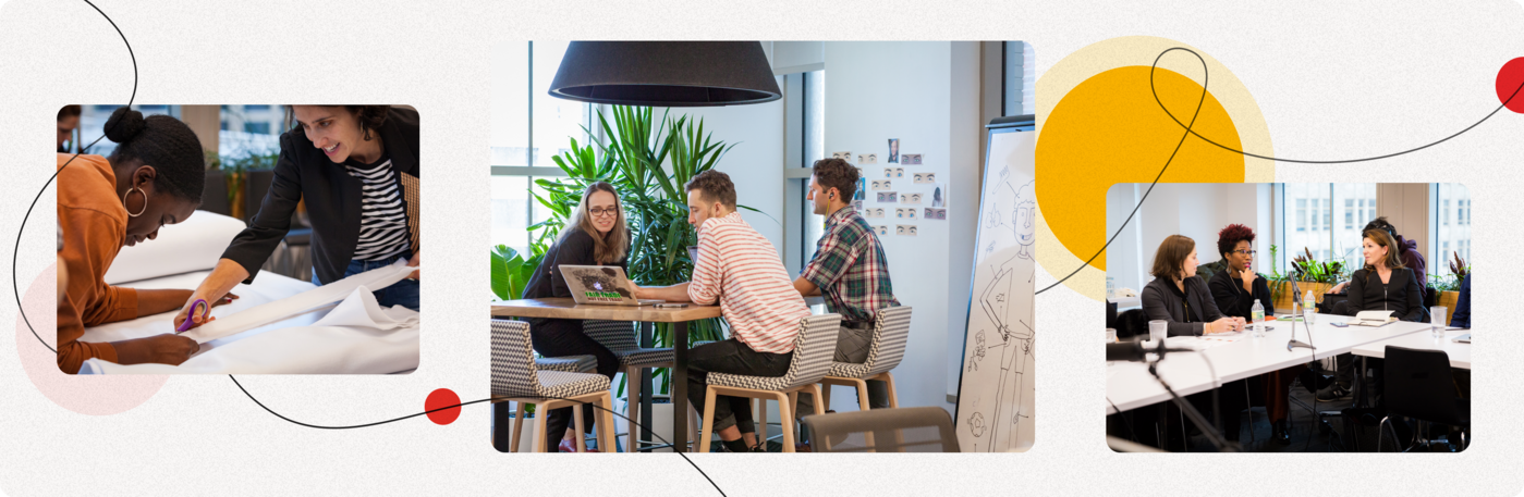 TED staff collaborating in the office