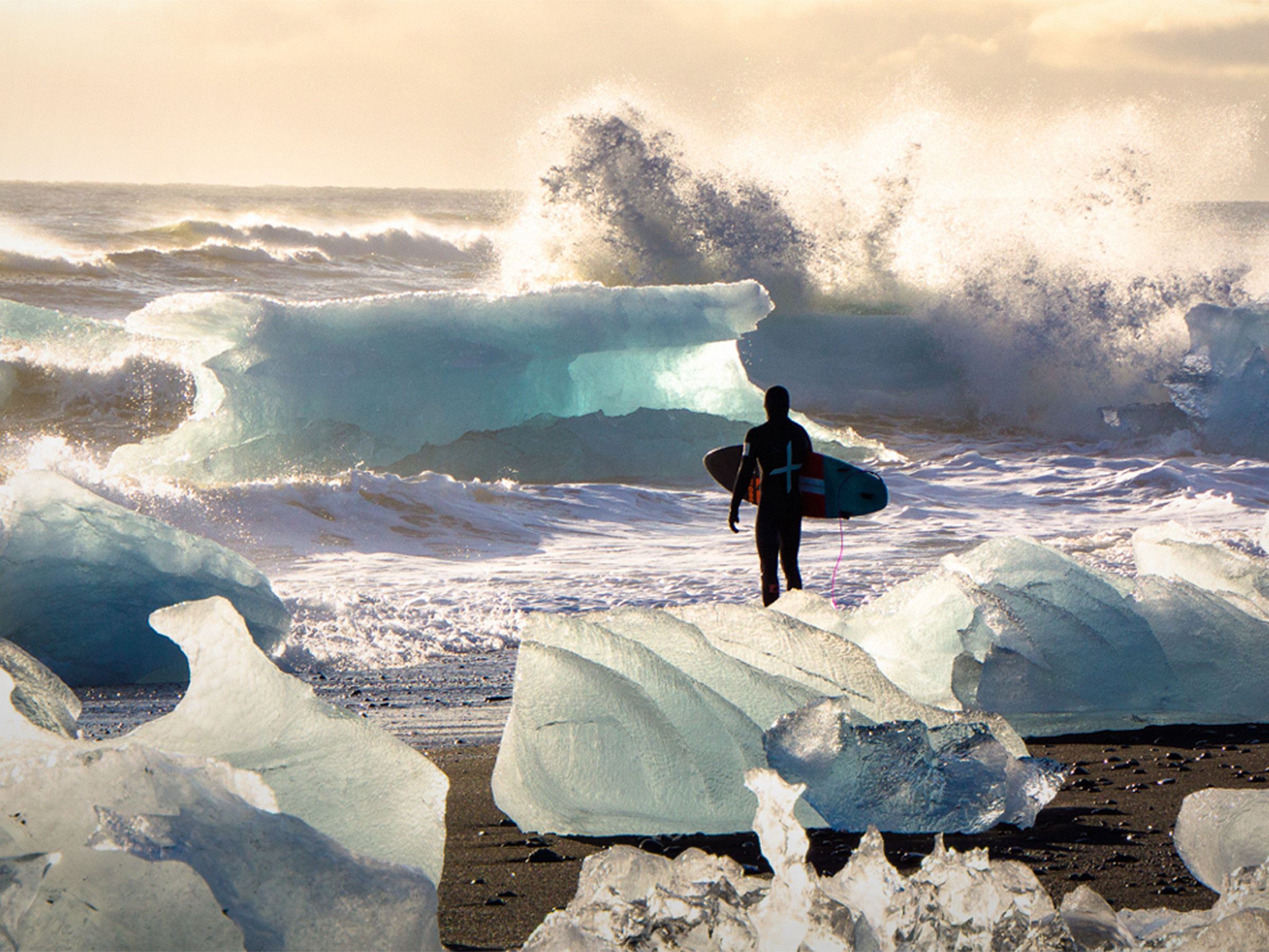 The joy of surfing in ice-cold water