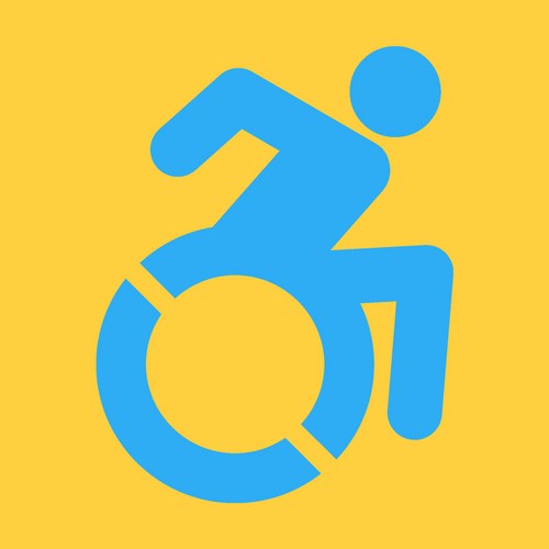 wheelchair travelling at speed logo