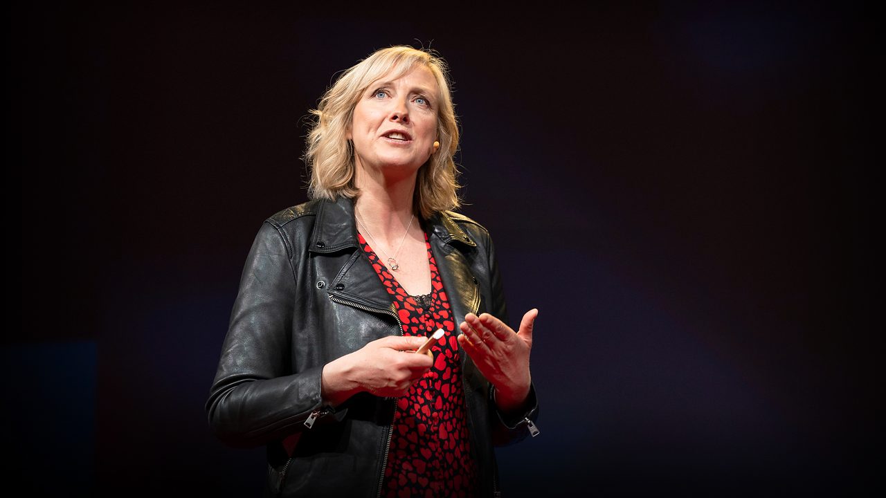 Carole Cadwalladr on stage speaking